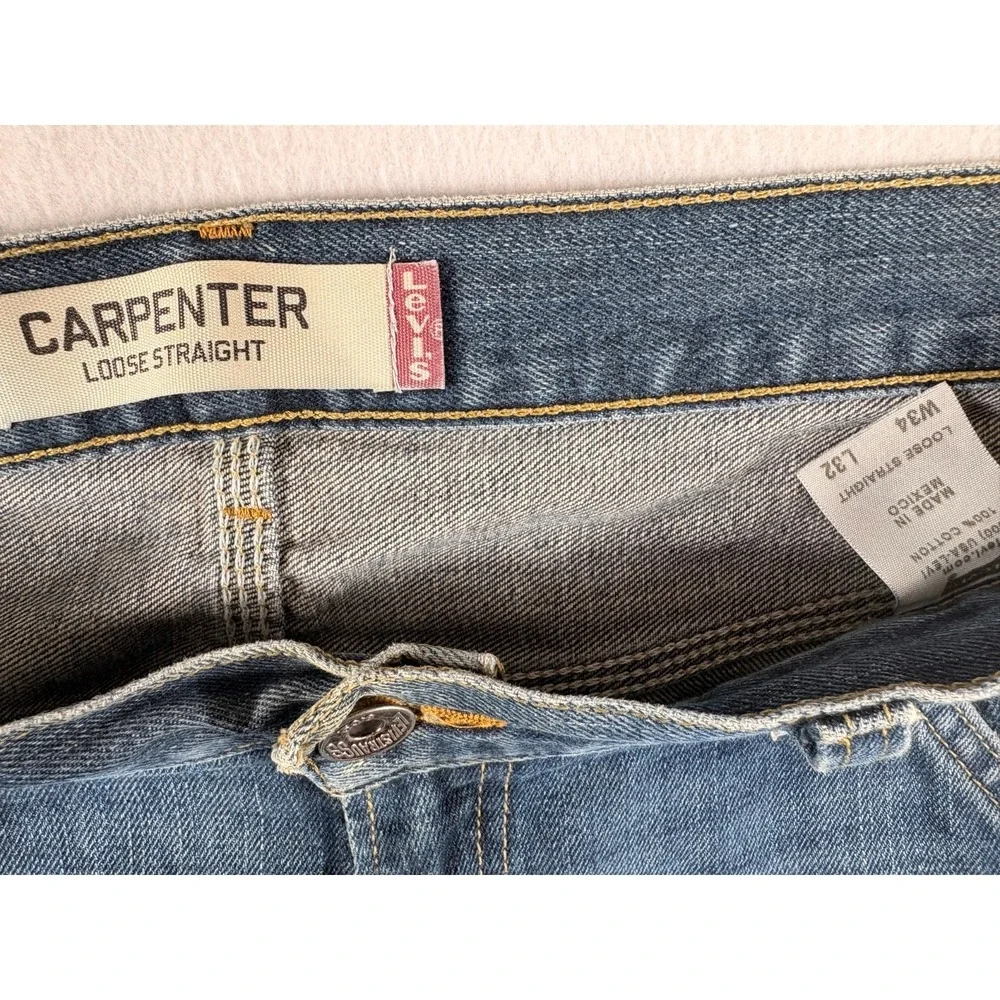 Levi's Carpenter Jeans Mens 34x32‎ (39x31.5) Blue Denim Loose Fit Straight Leg